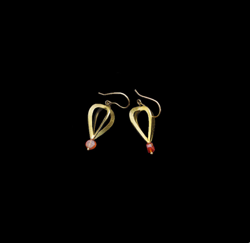 Paula Vieira Jewellery 19.2k Gold Earrings and Carnelian