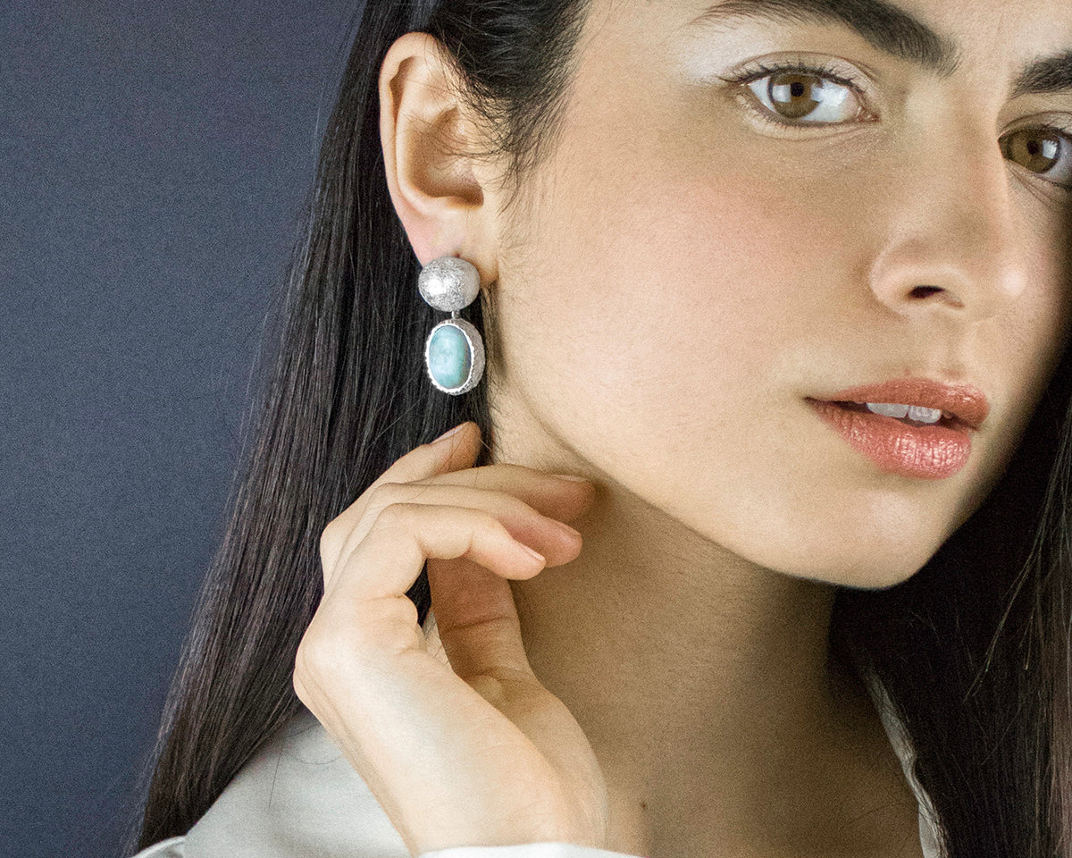 Larimar Silver Earrings – Paula Vieira Jewellery