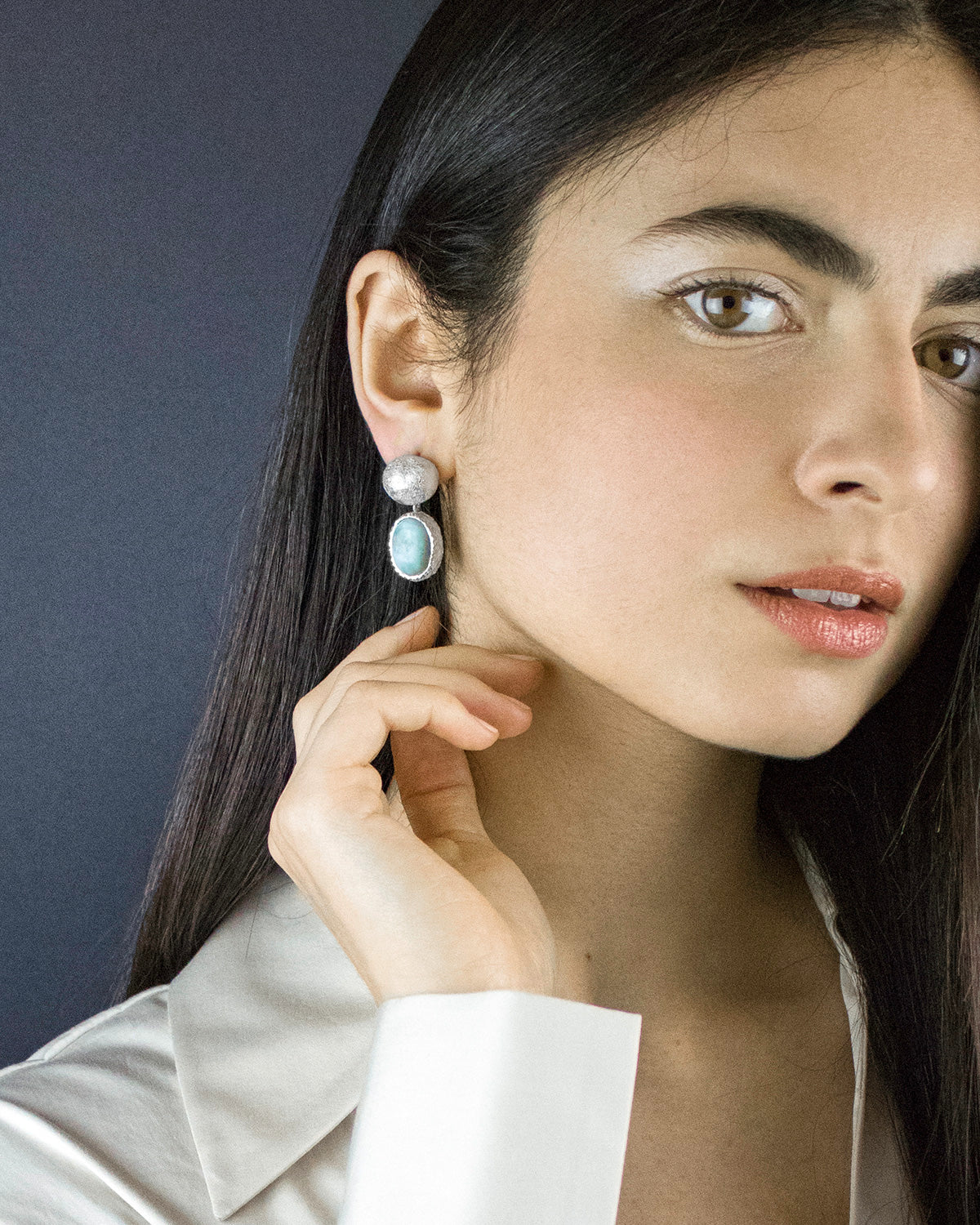 Larimar Silver Earrings – Paula Vieira Jewellery